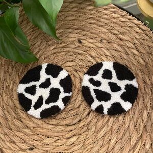 Handmade Car Coaster Set in Cow Print